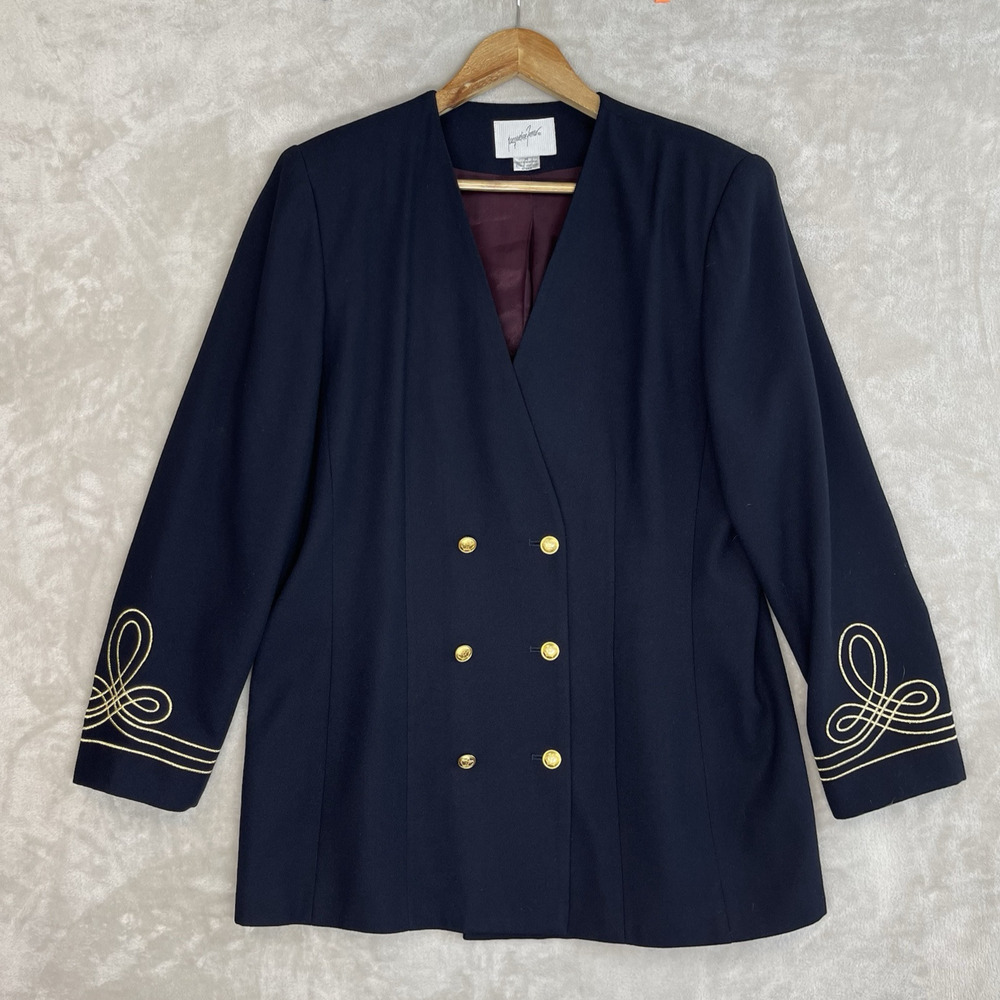 Jacqueline Ferrar Vintage 90s Military Blazer Size 14 Embroidered Dark Academia